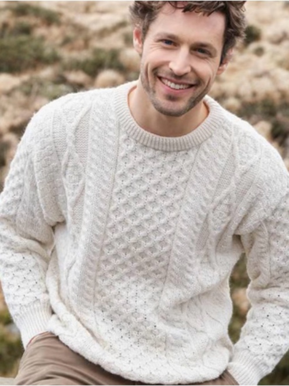 Men's Fisherman Merino Wool Cable Knit Heritage Sweater Preppy Old Money XXL